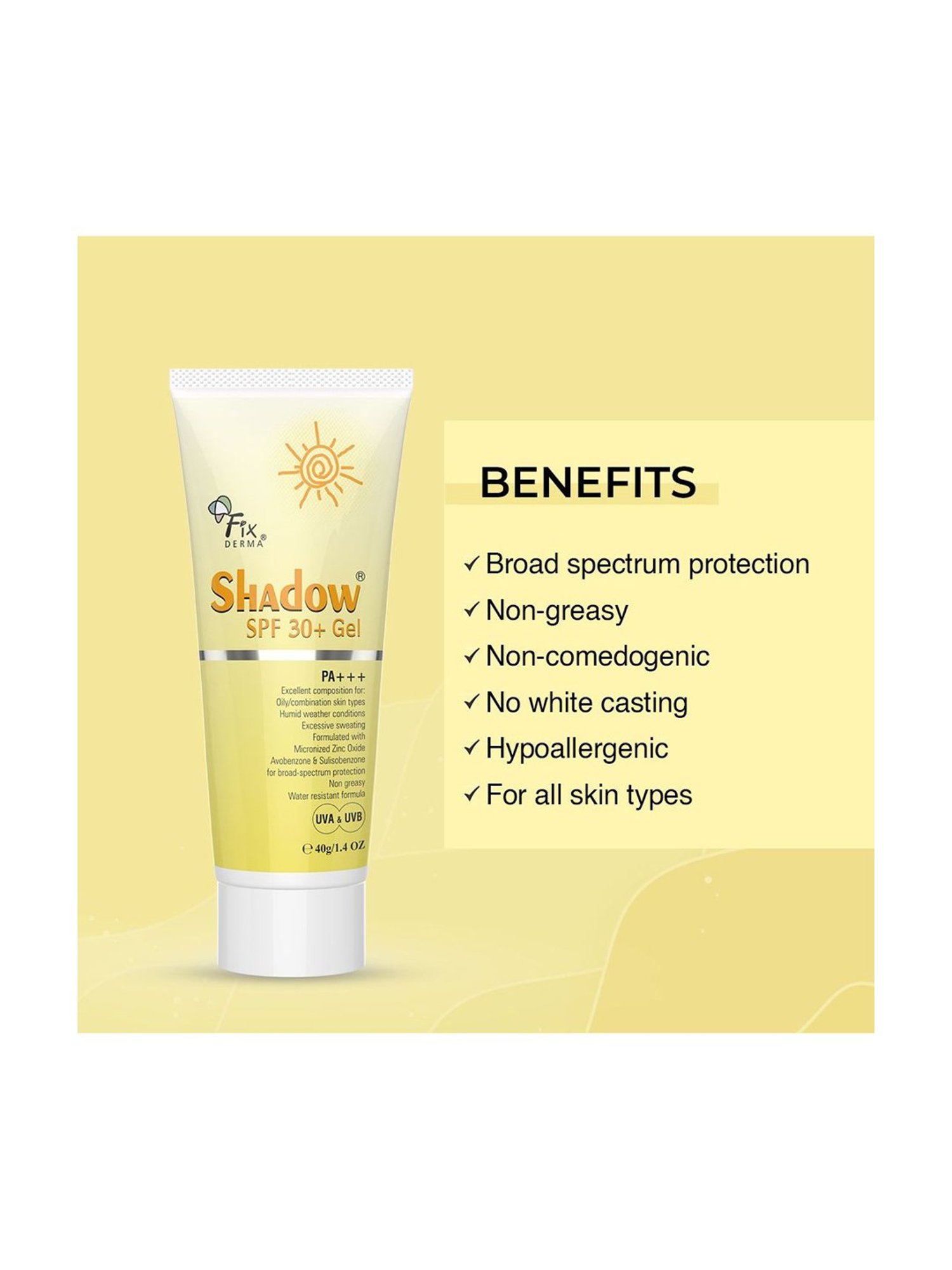 Fixderma Shadow SPF 30+Gel - 40 gm