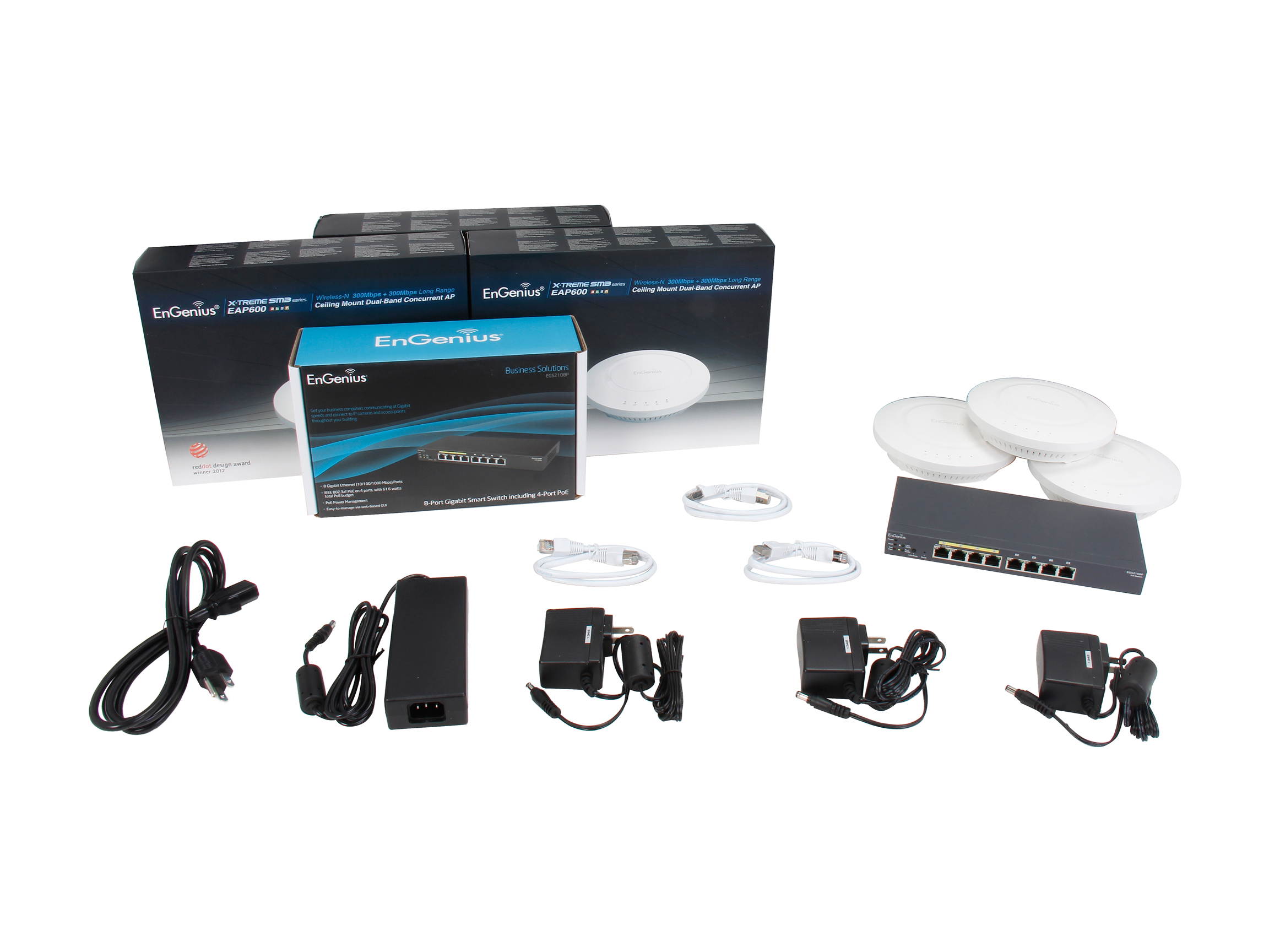 EnGenius N-EGS2108P Kit EGS2108P PoE Switch & Three EAP600 Access Point Bundle Kit