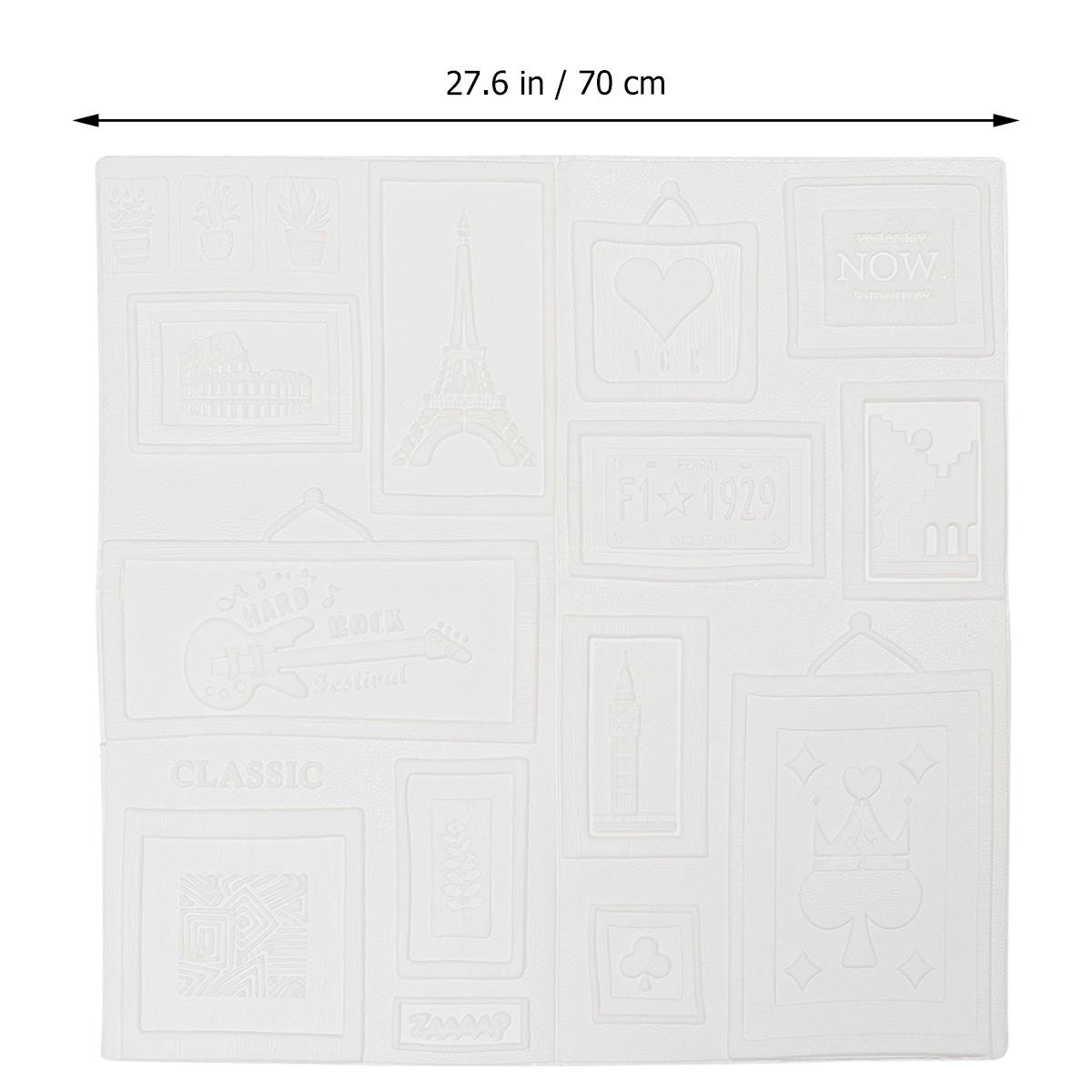 3D Wall Stickers Embossment Background Wall Photo Frame Nordic Style Anti-collision Decoration Wallpaper for Living Room (Photo Frame-White)