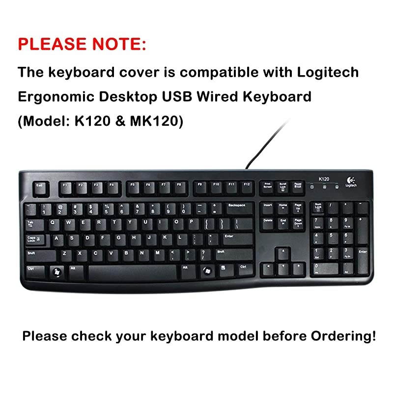 Keyboard Cover for Logitech K120 MK120 Ergonomic Desktop USB Wired Keyboard Ultra Thin Protective Skin for Logitech MK120 K120 Clear