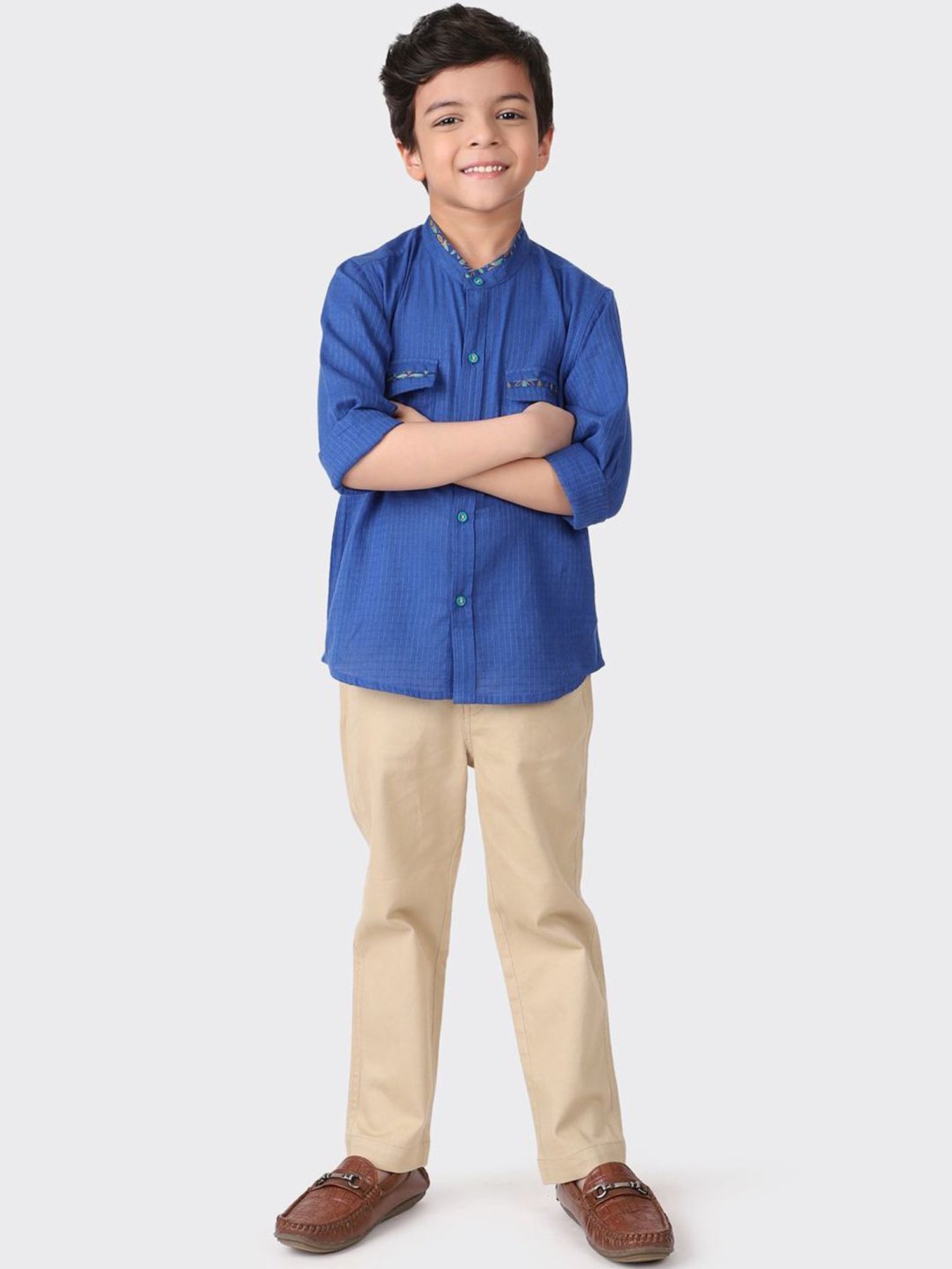 Fabindia Kids Beige Cotton Regular Fit Pants