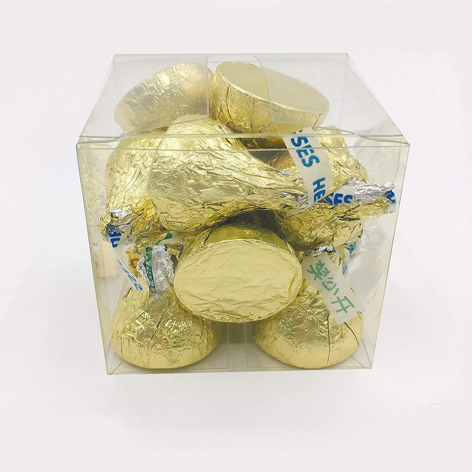 Clear Cube Box Transparent Candy Box Plastic Thank You Treat Boxes Wedding Party Favors Baby Shower Party Boxes Supplies 2x2x2 Inch, 50pc