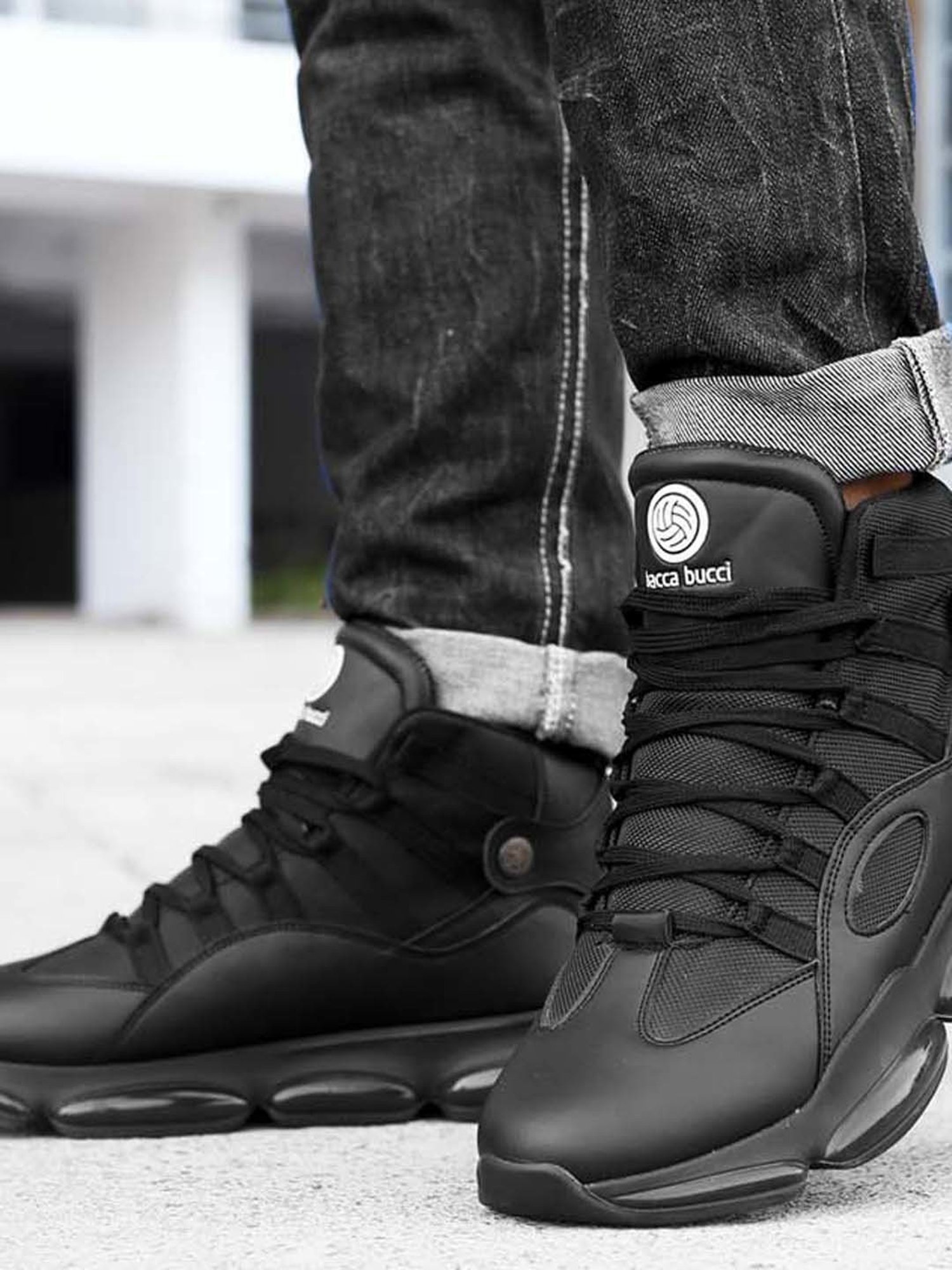 Bacca Bucci Men's DOMINATOR Black Ankle High Sneakers