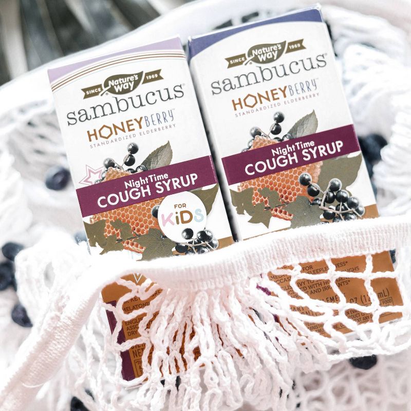 Nature's Way Sambucus HoneyBerry Nighttime Cough Syrup for Kids with Elderberry - 4 fl oz