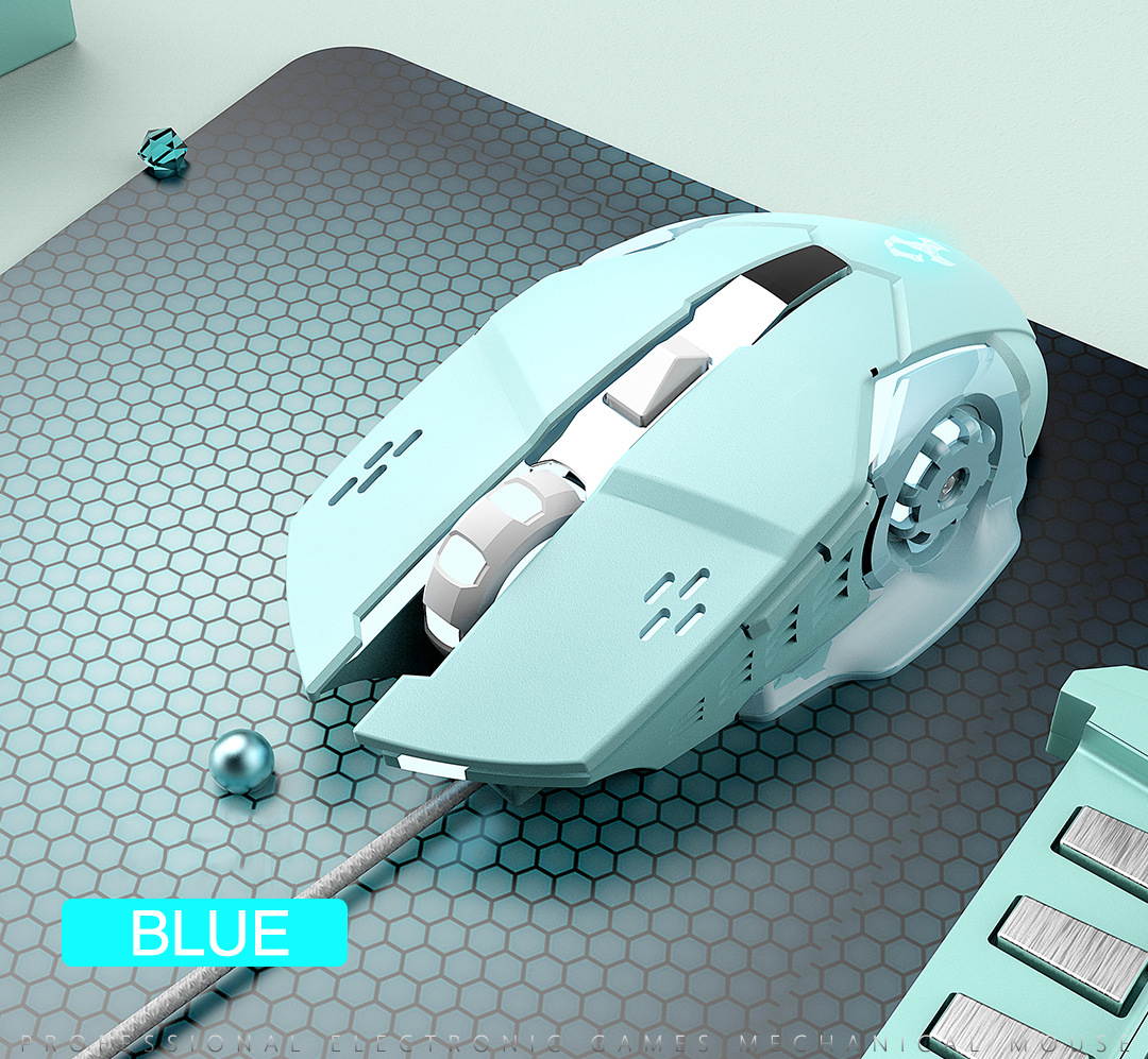 E-sports Mechanical Gaming Mouse 2400DPI Wired Optical Mouse 6 Key Colorful Breathing Backlight for Home Office Business