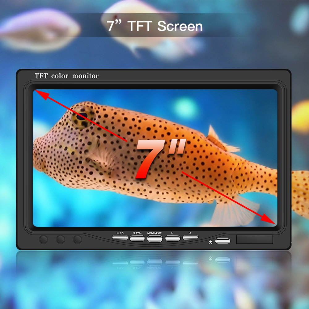 30M 7" Underwater Fishing Video Camera Fish Finder 1000TVL White Infrared LED