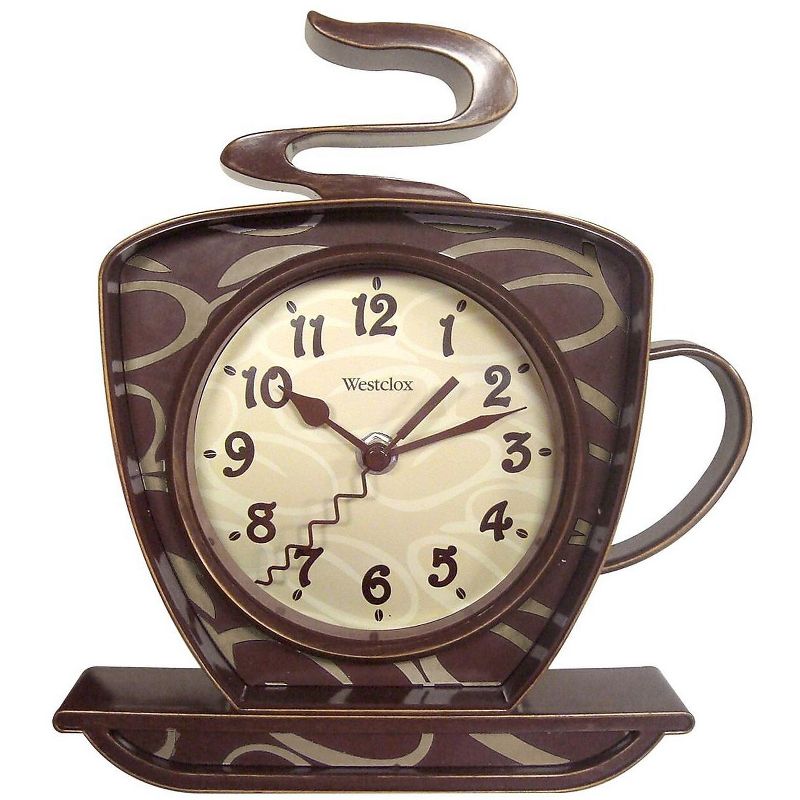 Westclox 10" Coffee Mug Analog Wall Clock, Brown 32038W