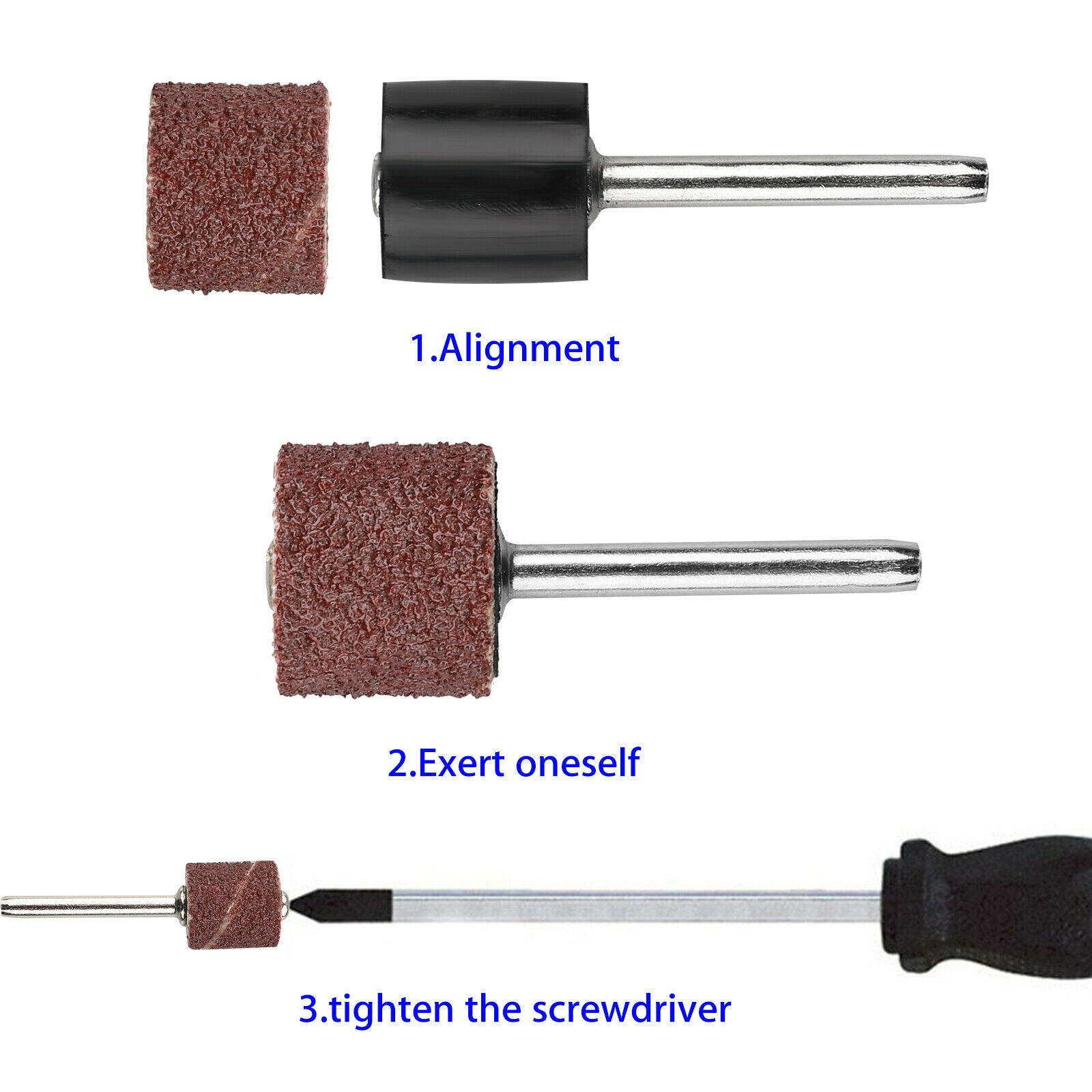 252 Pack Rotary Drum Sanding Band Mandrel 1/2 3/8 1/4 120 Grit Dremel Tool Kit