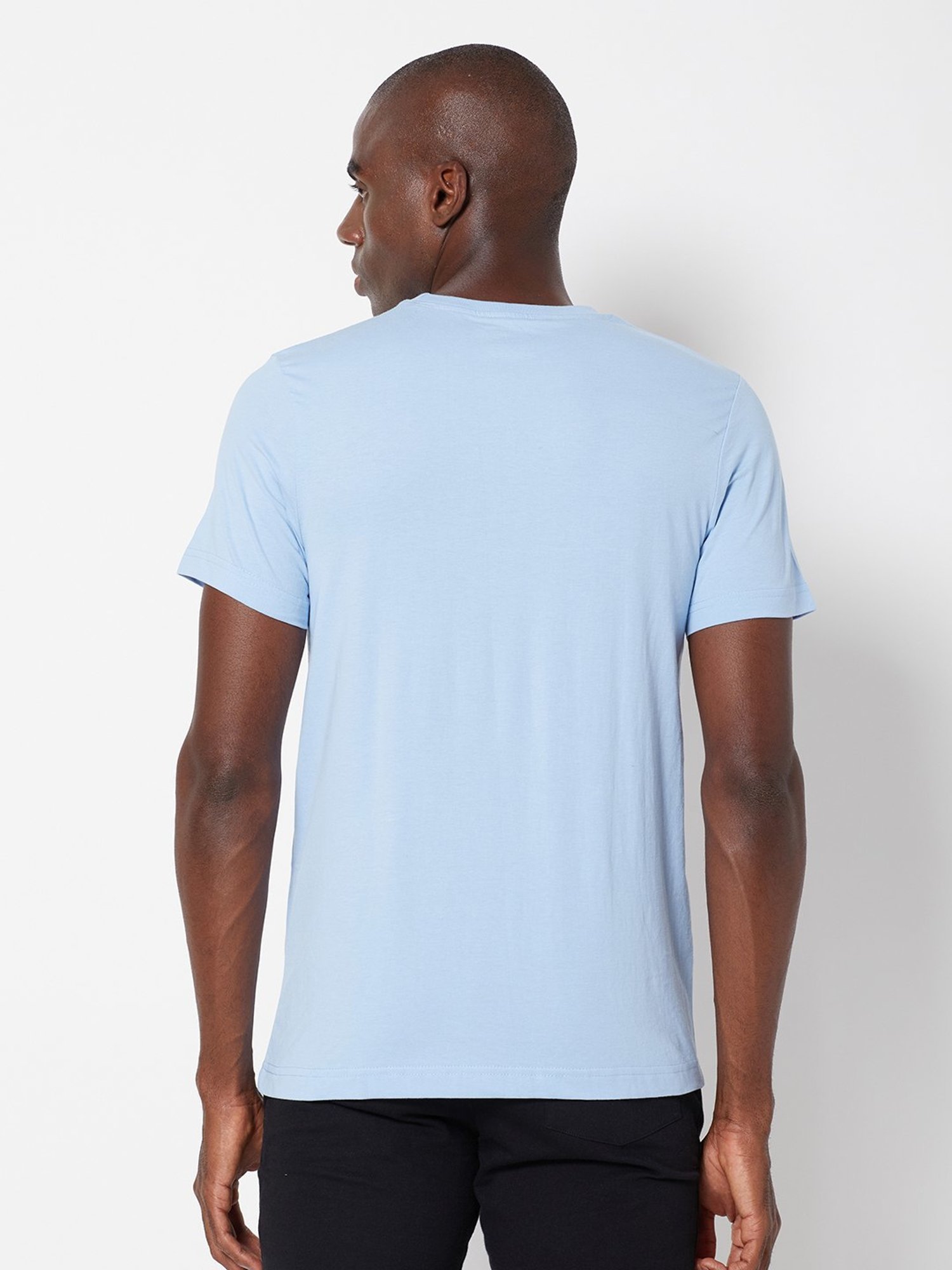 Sporto Sky Blue Regular Fit T-Shirt