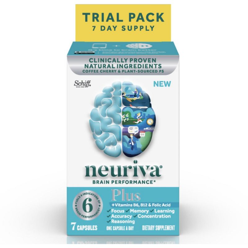 NEURIVA Plus Brain Performance (7 count), Brain Support Supplement With Clinically Proven Natural Ingredients 1 ea