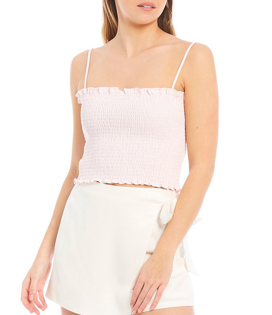 Gianni Bini Woven Ulla Square Neck Sleeveless Smocked Blouse