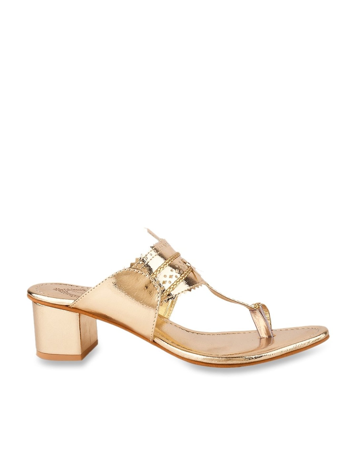 Shoetopia Women's Golden Toe Ring Sandals