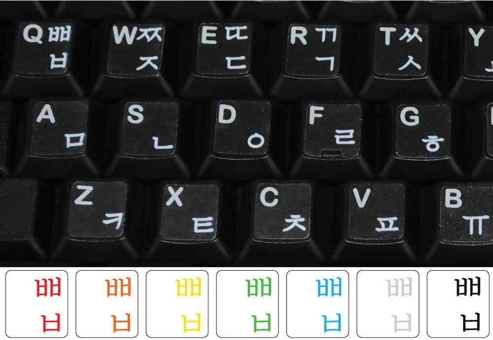 Korean Keyboard Stickers Transparent Background White Lettering for Laptops Pc Any Computer Desktop