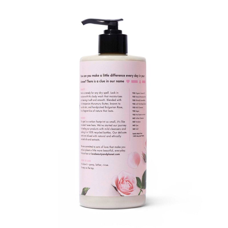 Love Beauty & Planet Moisture Body Wash Soap Murumuru Butter & Rose Bountiful - 16 fl oz/2ct