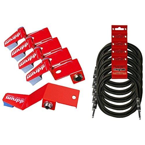 ddrum rskit 5 pack red shot trigger pack with 4 snare/tom triggers, bass drum