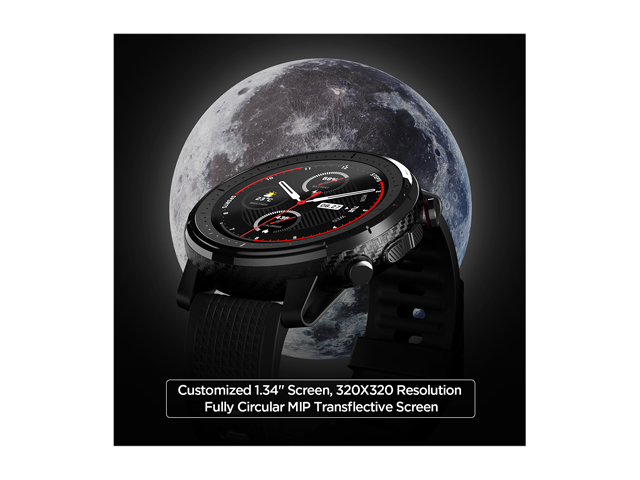 Amazfit Stratos 3 Sports Smartwatch Powered by FirstBeat, 1.34&rdquo; Full Round Display, 80-Sports Modes, Standalone Music Playback, GPS, Bluetooth, Water Resistant