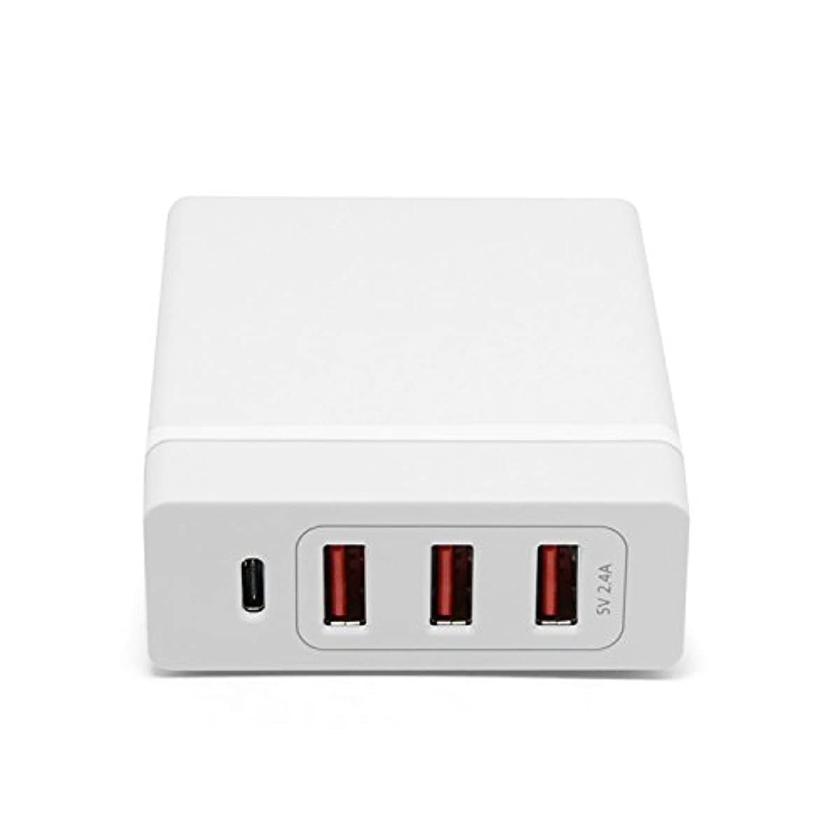 RND 72W Smart Travel Charger with One Type-C (USB-C) Port and Three USB Ports Compatible with: Apple MacBook, Google Pixel, LG, Samsung Galaxy (S10, S9, S8, Note) and All Type C Devices (White)