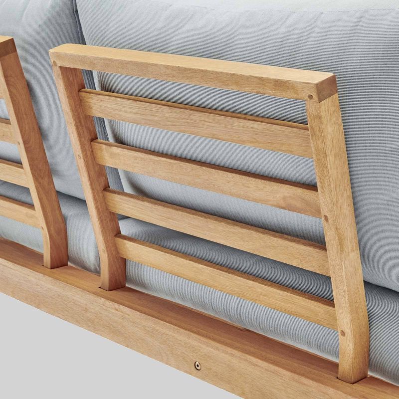 Freeport Karri Wood Outdoor Patio Loveseat with Left-Facing Side End Table - Blue - Modway