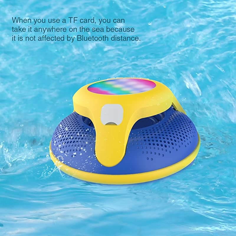 Swimmer Waterproof Bluetooth Speaker 40 Portable Floating Wireless Speakers IPX7 with 10W Plus Deep Bass and Colorful LED Light