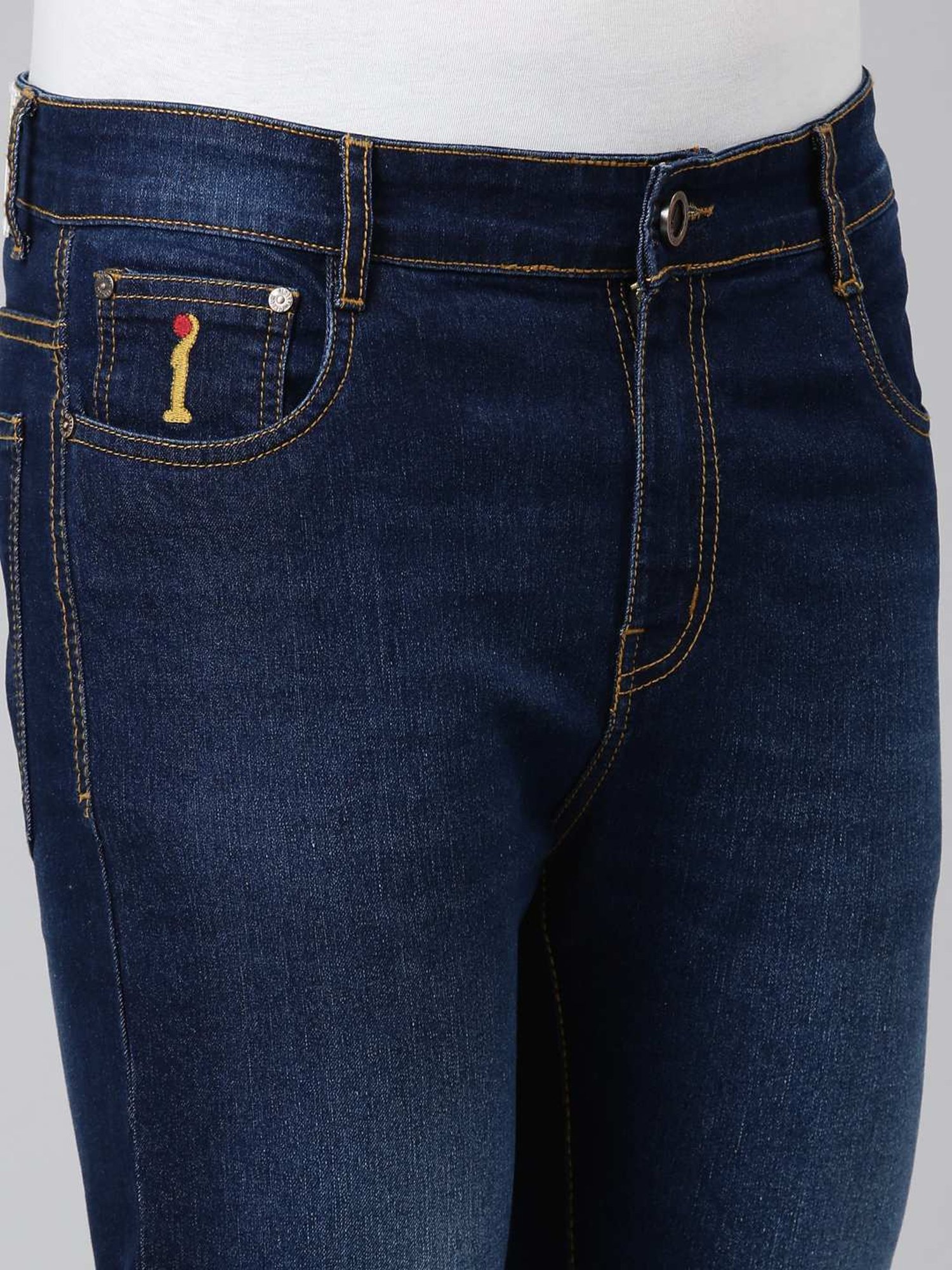 CINOCCI Blue Cotton Slim Fit Jeans