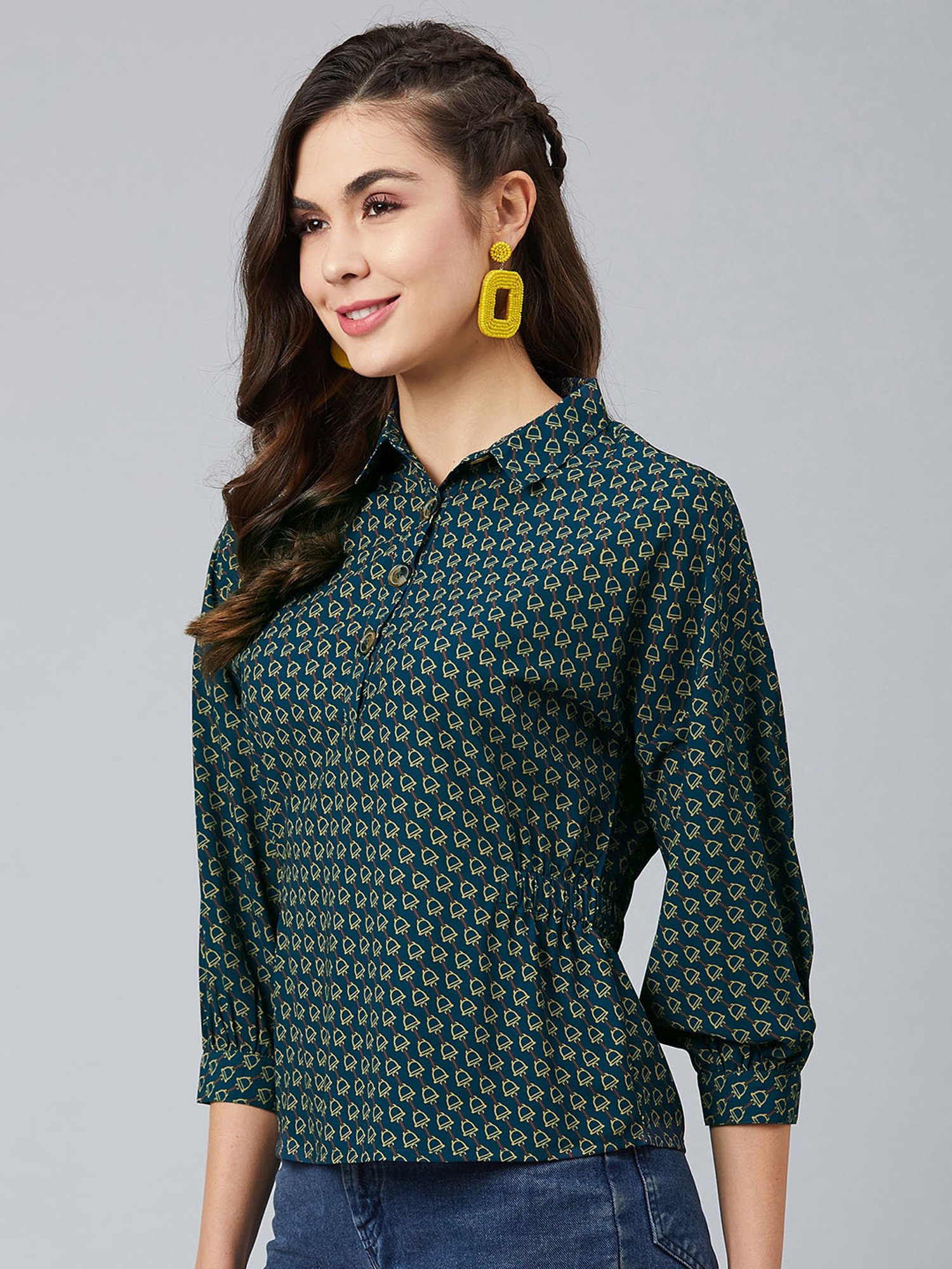 Marie Claire Green Printed Top