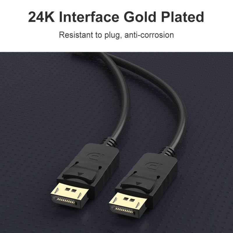 DisplayPort to DisplayPort Cable, 6 Feet, Gold-Plated Display Port Cable (4K 60Hz, 1440p 144Hz) DP Cable Compatible with Computer, Desktop, Laptop, PC, Monitor, Projector - Black