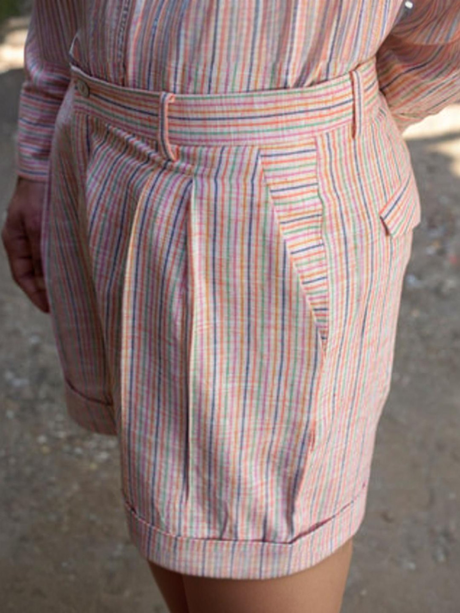 Anushe Pirani Blue & White Fika Straight Fit Bermudas