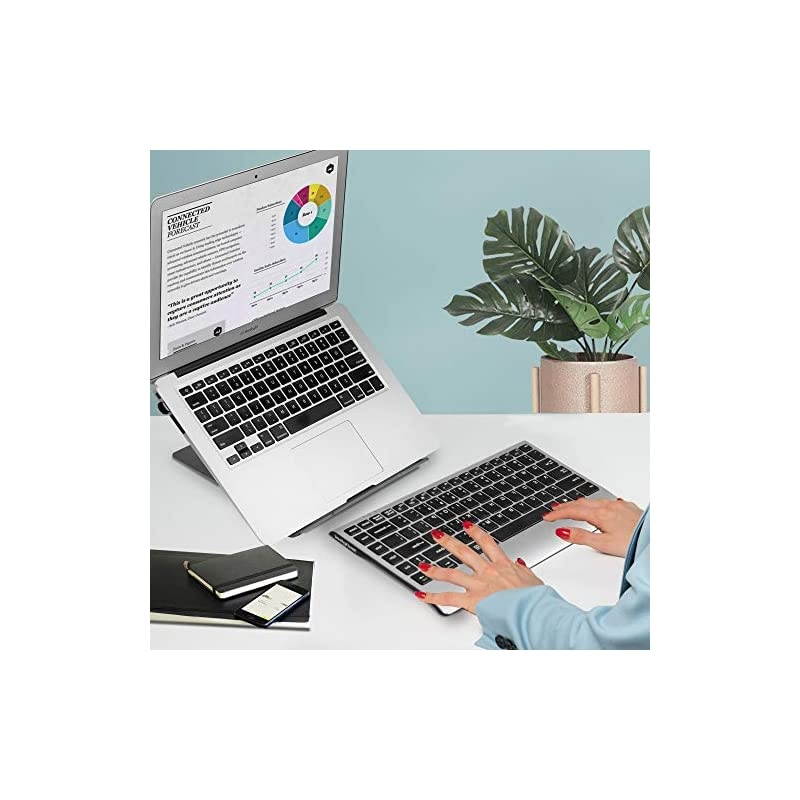 Aluminum Laptop Stand Adjustable Compatible with Apple Mac MacBook Notebook Ventilated Portable Ergonomic Desktop Holder Riser for Office Desk Metal Black  AS1