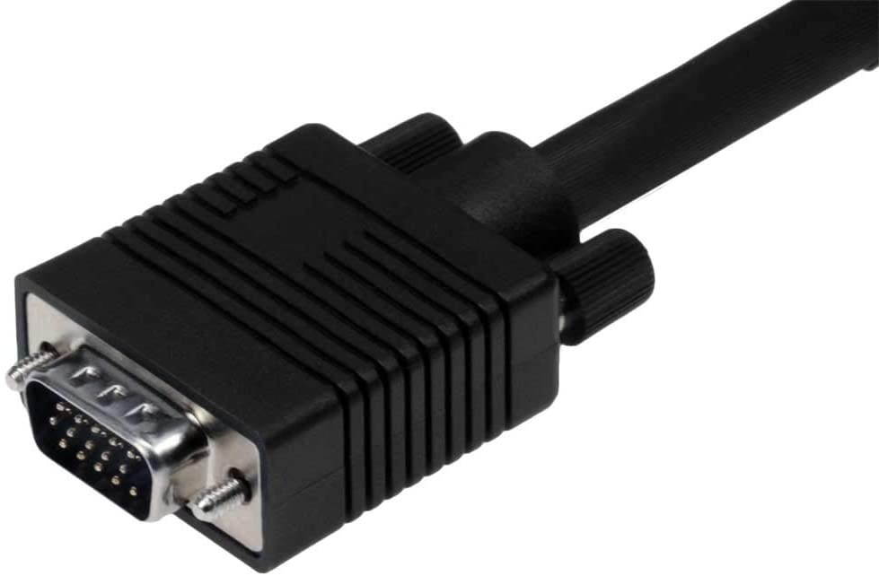 cables direct online 15ft svga + audio monitor cable, male to male 1080p super vga display cord for pc projector laptop tv