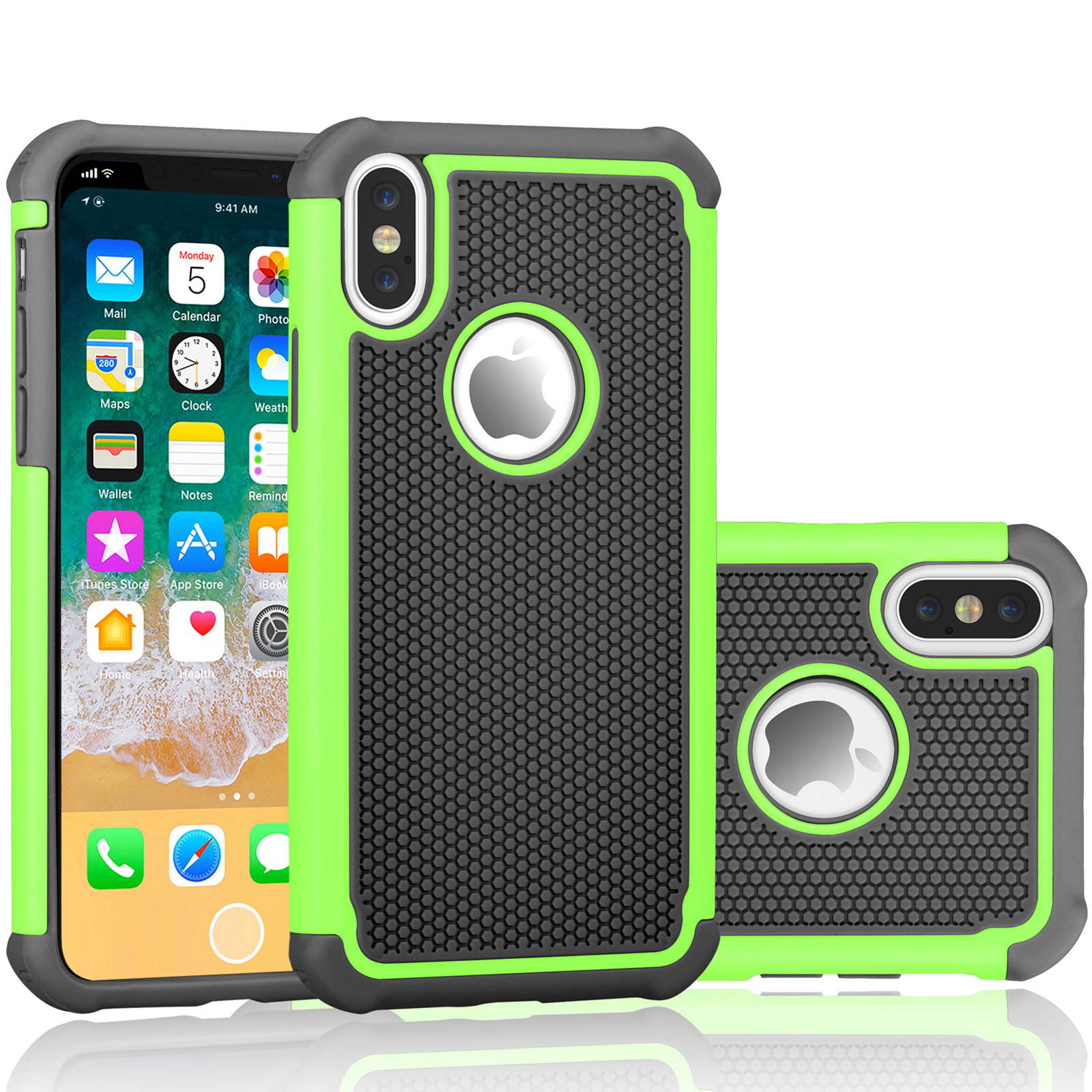 iPhone X Case, iPhone X Cute Case, Tekcoo [Tmajor] Shock Absorbing [Turquoise] Rubber Silicone & Plastic Scratch Resistant Bumper Grip Rugged Hard Cases Cover for Apple iPhone X (5.8 inch)