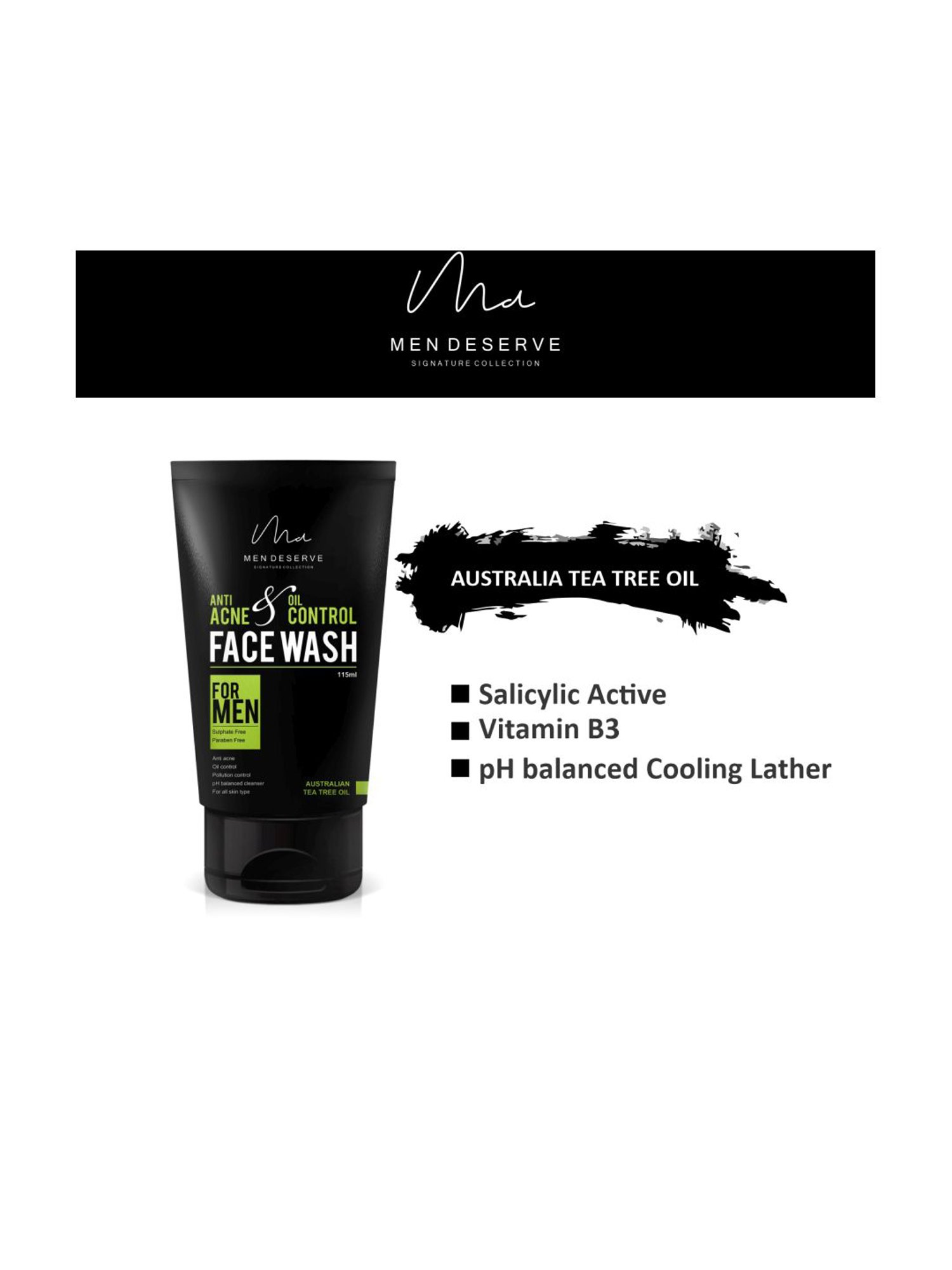 Men Deserve Anti Acne and Oil Control Face Wash - 115 ml