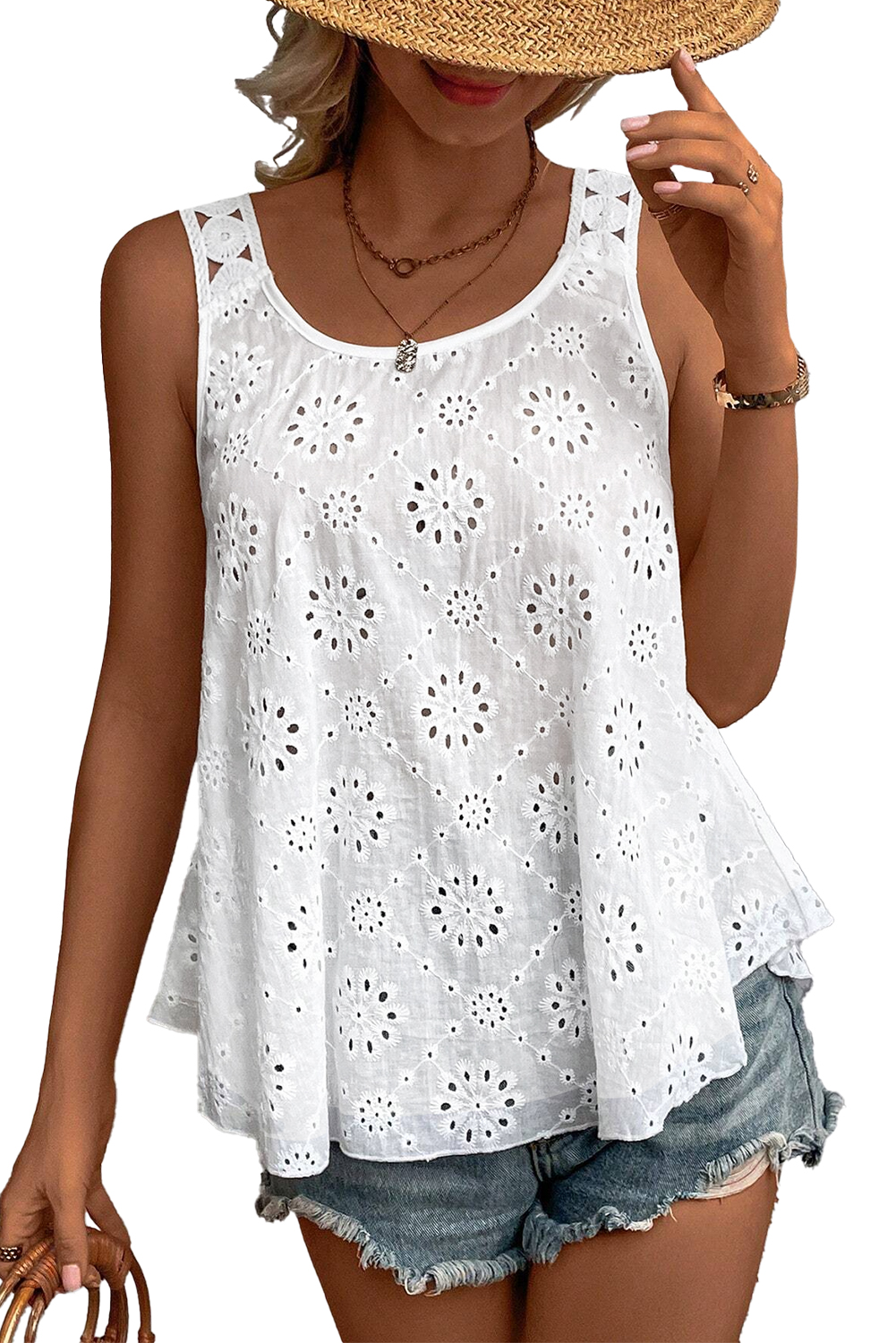 White Spotted Print Tie Neck Color Block Halter Sleeveless Shirt