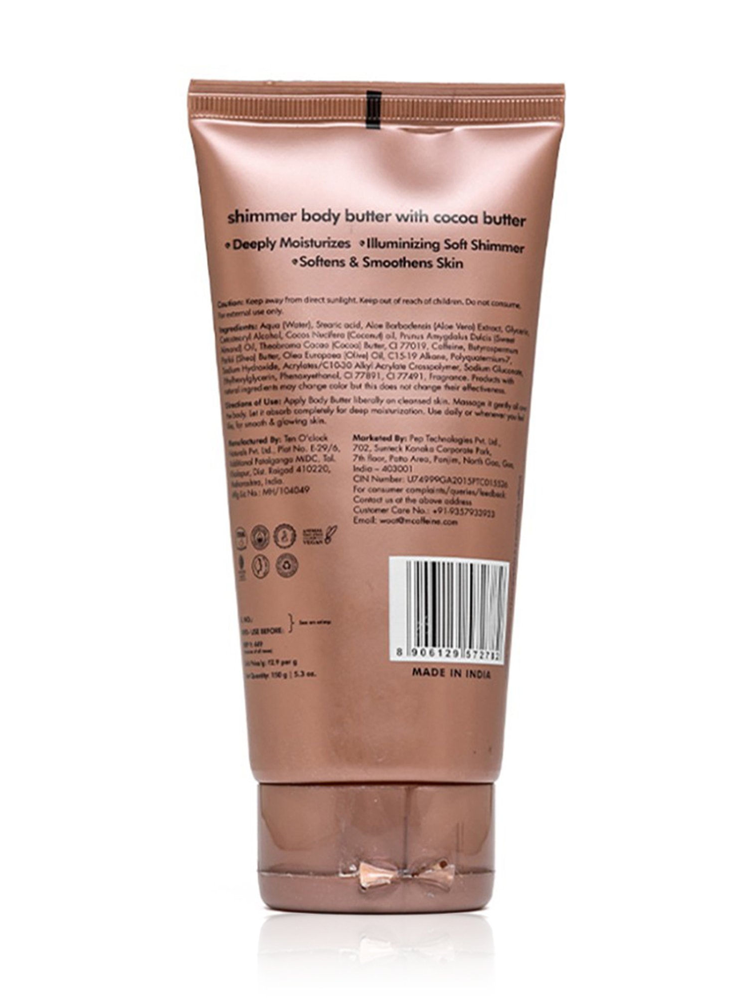 mCaffeine Shimmer Body Butter with Cocoa Butter - 150 gm