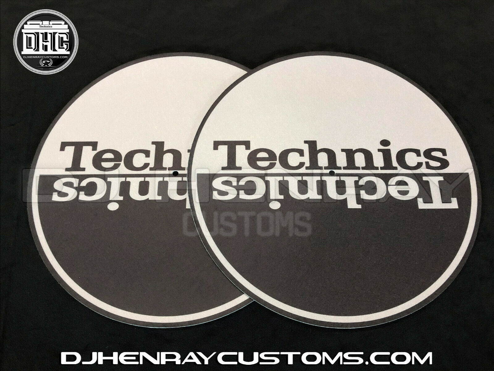 Technics Gray & Black halfmoom Dj Slipmats sl1200's mk5 m3d m5g or any turntable