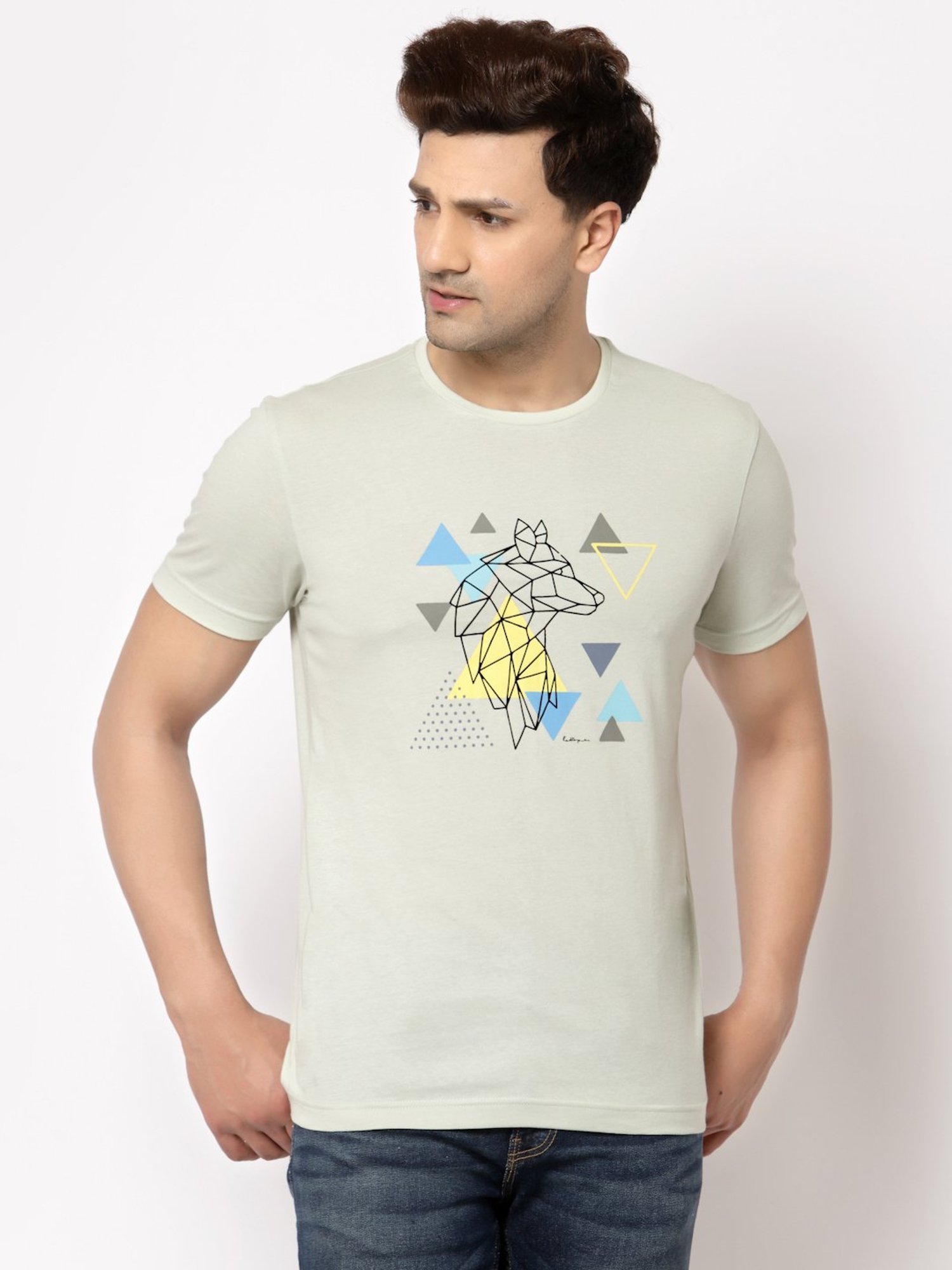 Red Tape Pista Green Regular Fit Cotton Crew T-Shirt