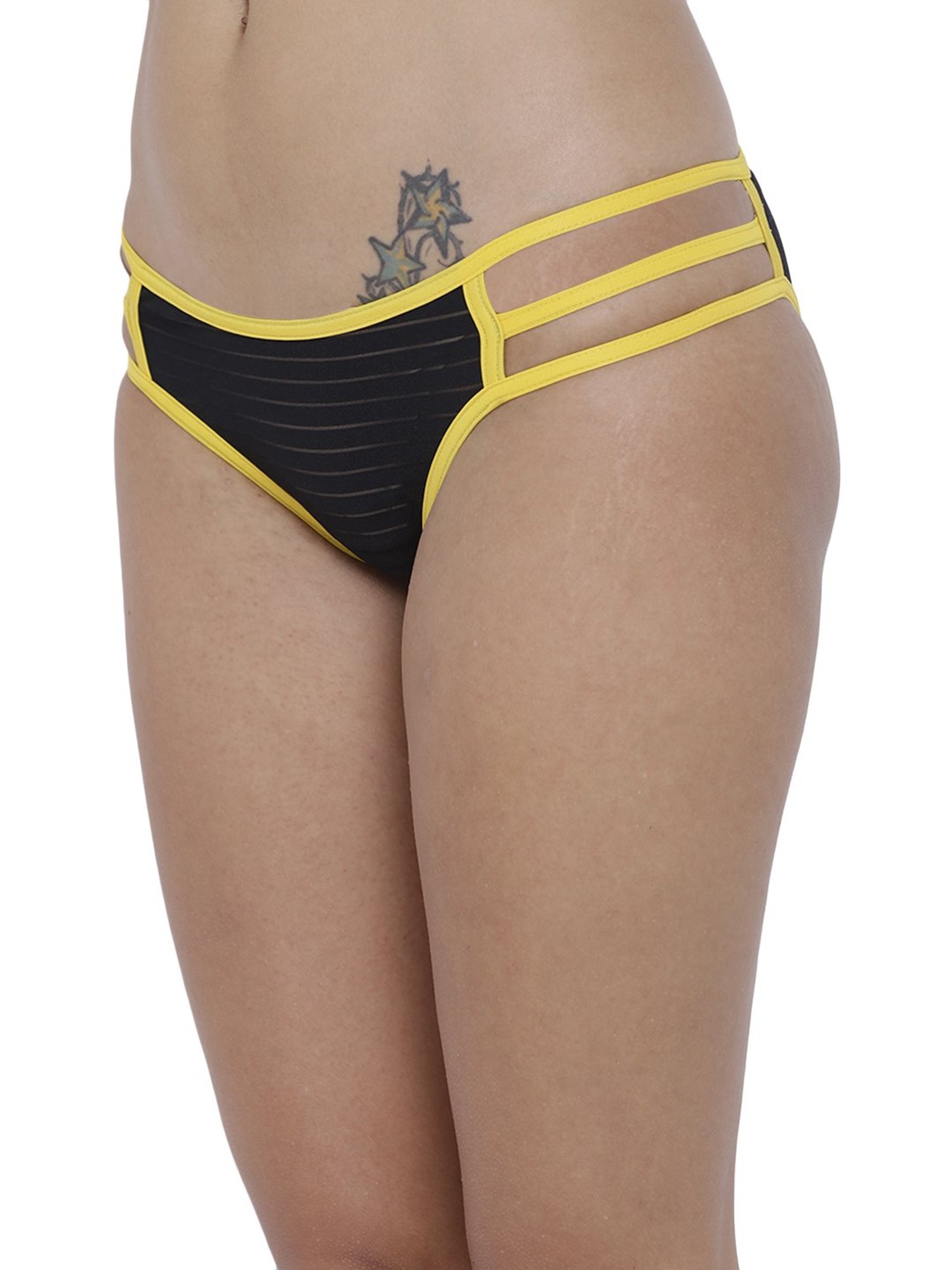 BASIICS by La Intimo Black Striped Bikini Panty
