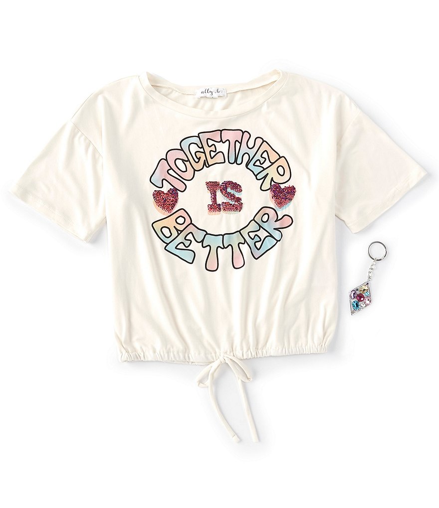 Ally B Big Girls 7-16 Short-Sleeve Together Better Tie-Front Tee