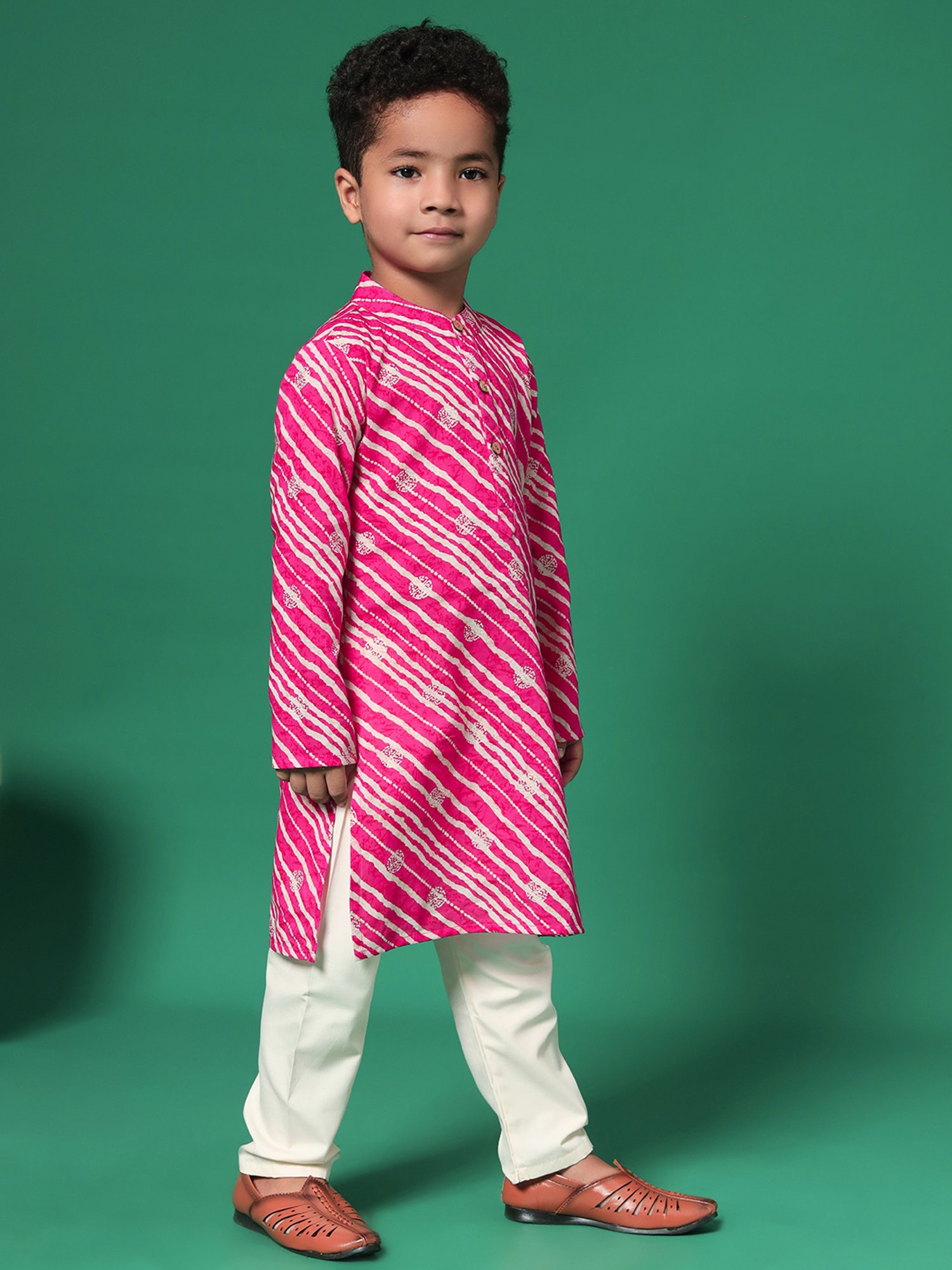 READIPRINT FASHIONS Kids Pink & White Printed Full Sleeves Kurta with Pyjamas