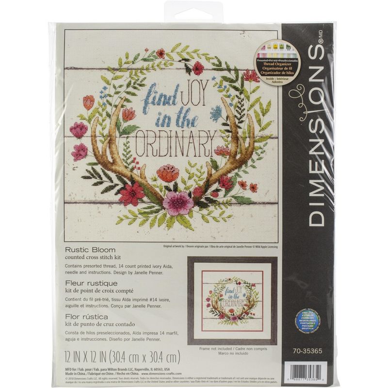 Dimensions Counted Cross Stitch Kit 12"X12"-Rustic Bloom (14 Count)