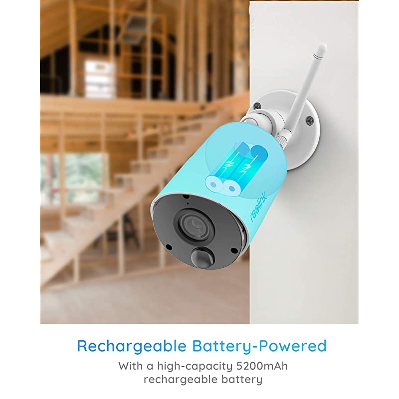 Outdoor Security Camera, Rechargeable Battery-Powered WiFi Camera Waterproof, 1080P HD Night Vision, 2-Way Audio, Support Google Assistant/Cloud/Local SD Storage, Argus Eco