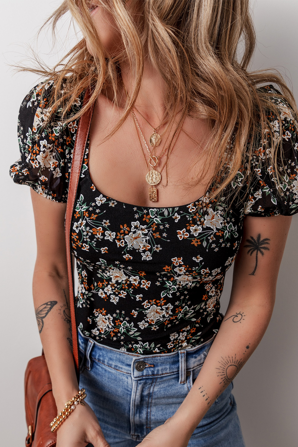 Rose Red Rhinestone Mesh Long Sleeve Bodysuit