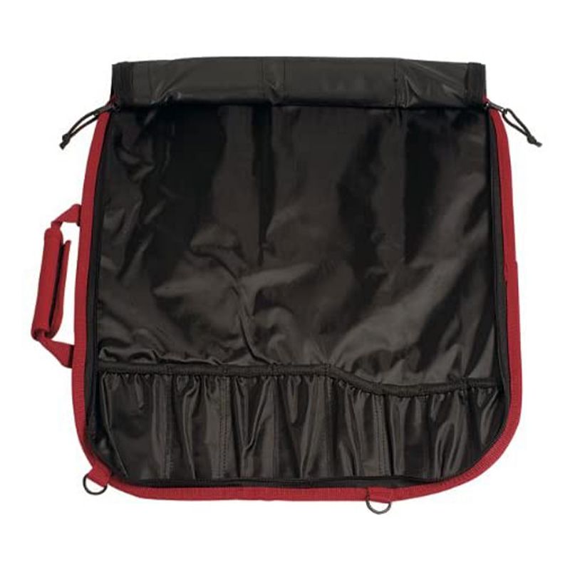 Messermeister Heavy Duty 8 Pocket Padded Nylon Knife Culinary Roll Up Luggage Case with Large Pocket, Red