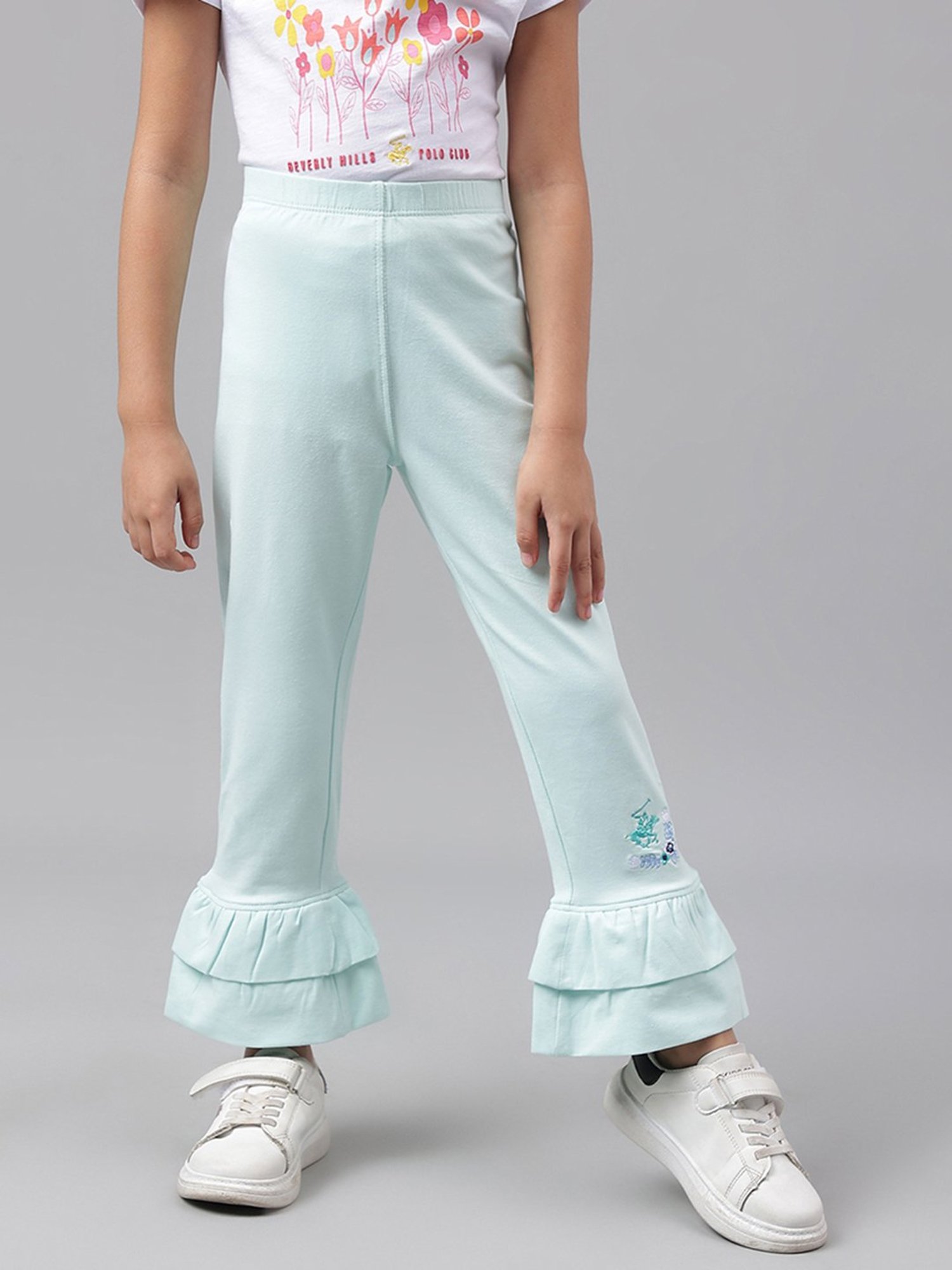 Beverly Hills Polo Club Girls Light Blue Solid Leggings