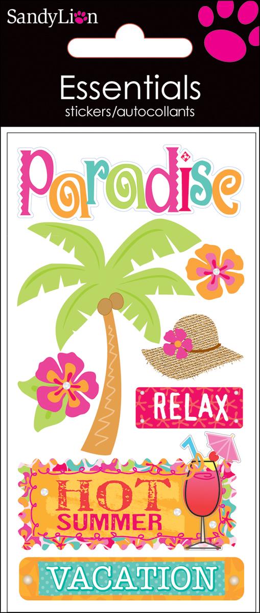 Essentials Dimensional Stickers 2.75"X6.75" Sheet-Tropical Vacation