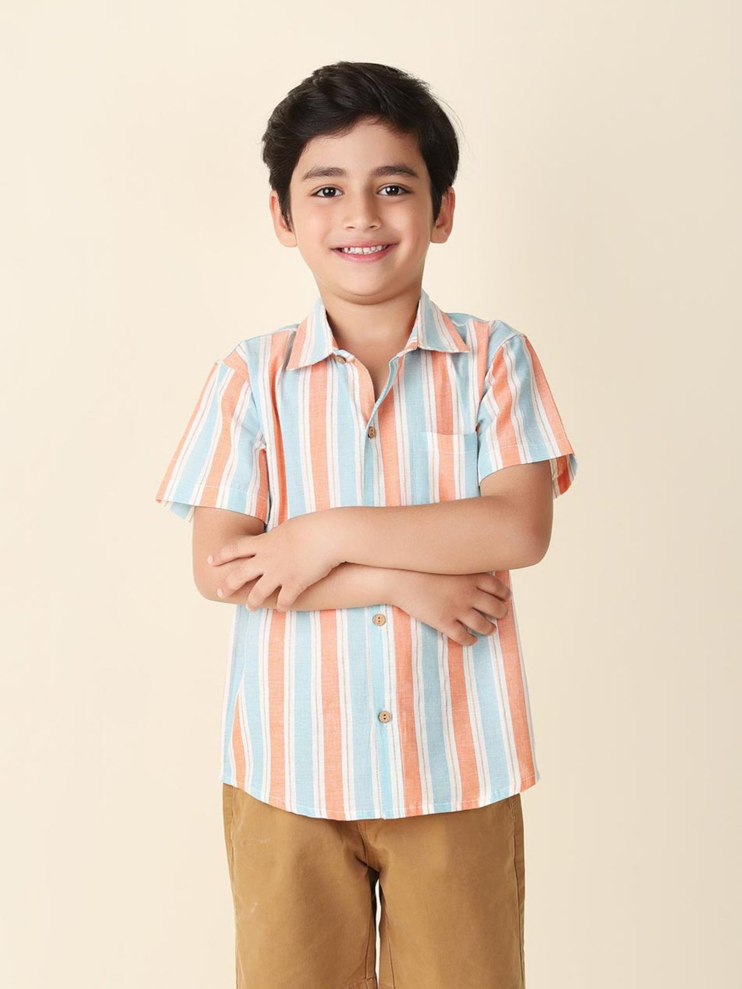 Fabindia Kids White Striped Shirt