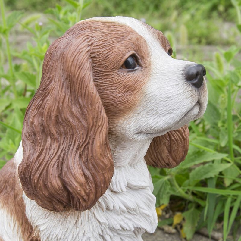 9" Polyresin Sitting King Charles Spaniel Outdoor Statue Brown/White - Hi-Line Gift