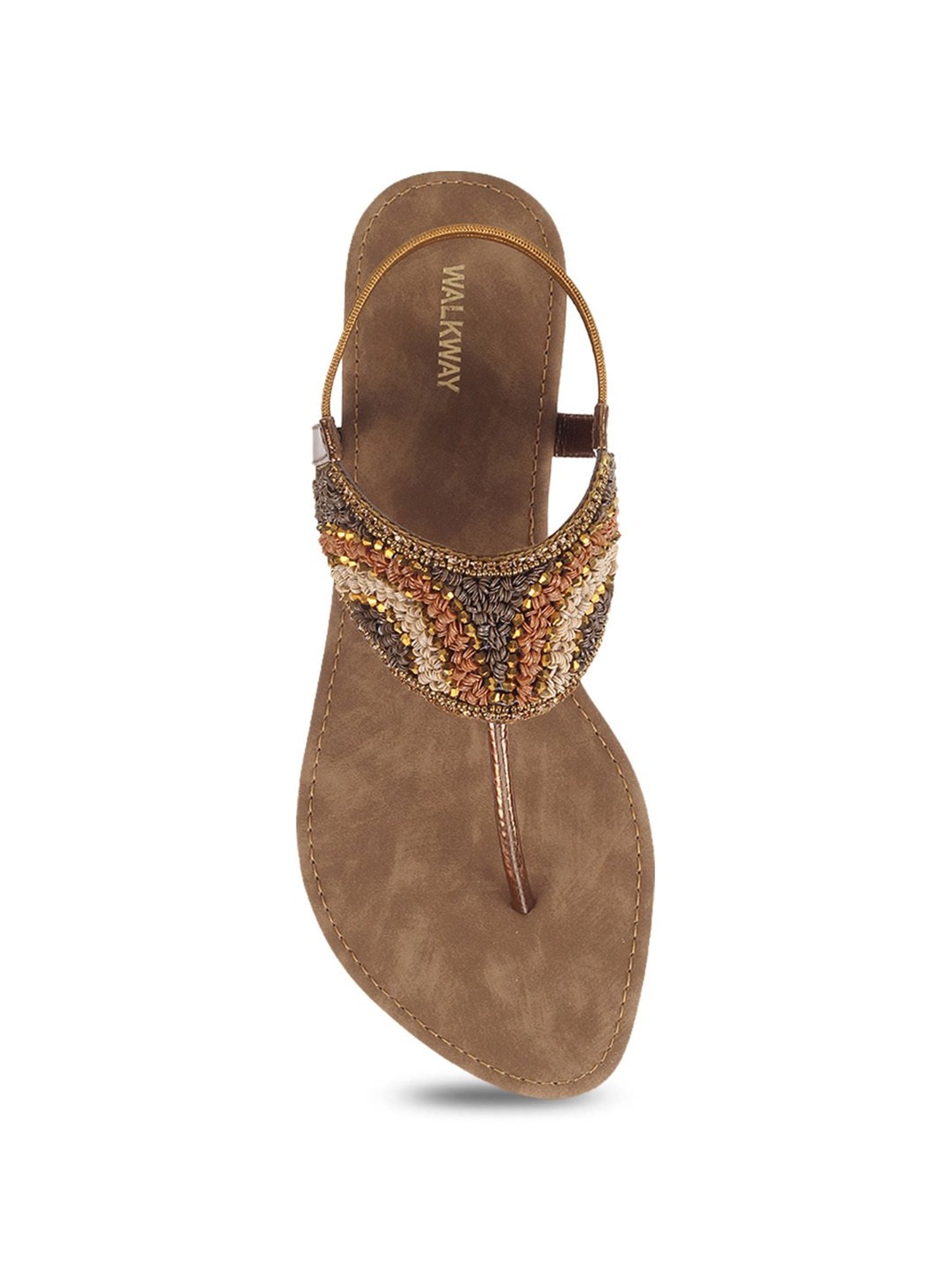 Walkway Women's Bronze T-Strap Sandals