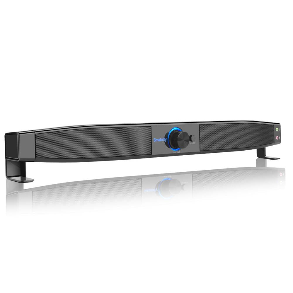 Smalody Soundbar USB Powered Speakers Home Theater 5W Stereo Subwoofer w/ Microphone Headphone Jack Support LINE IN Music Play for TV Desktop Computer