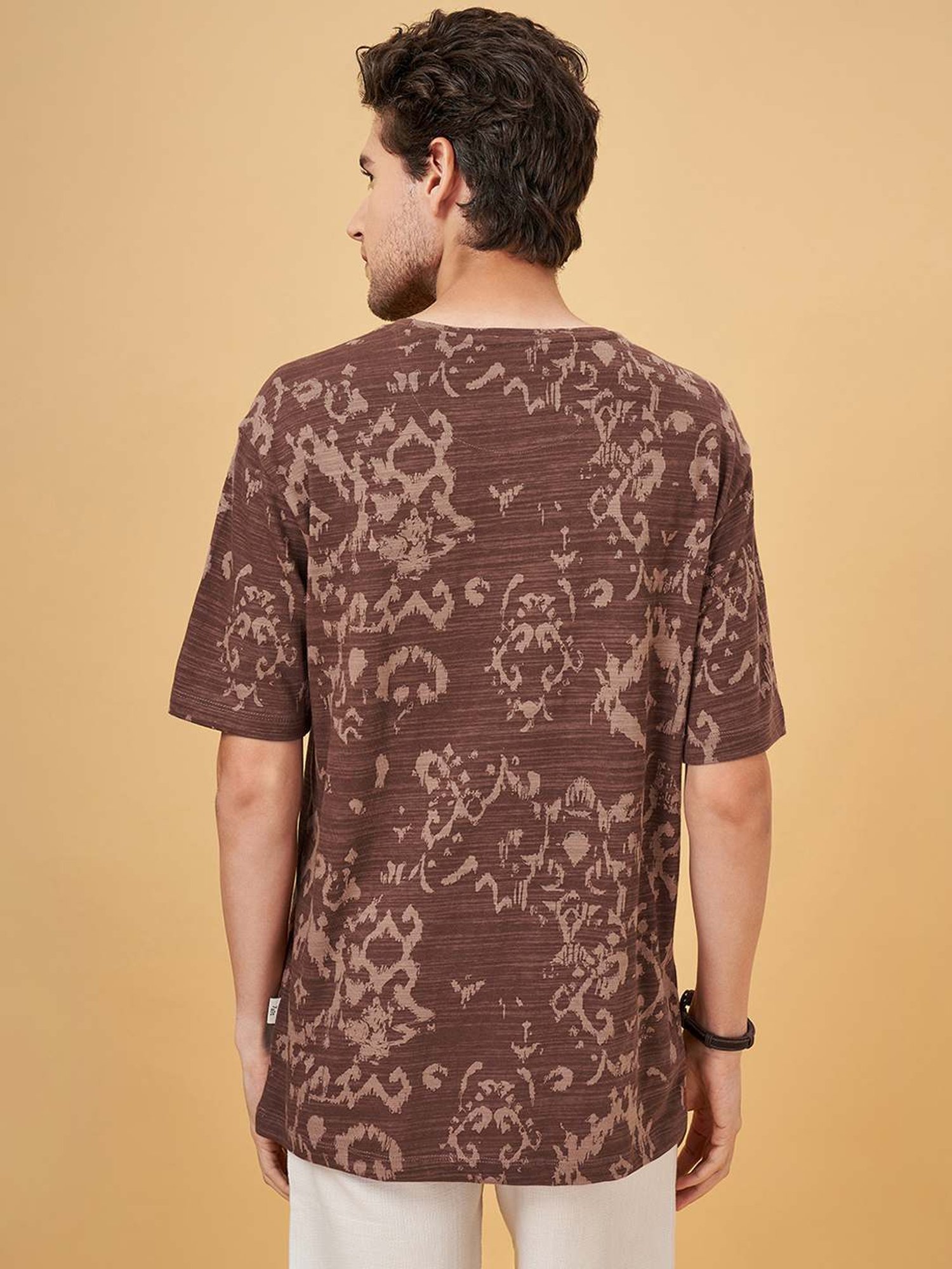 7 Alt By Pantaloons Whitecap Gray Cotton Relaxed Fit Printed T-Shirt