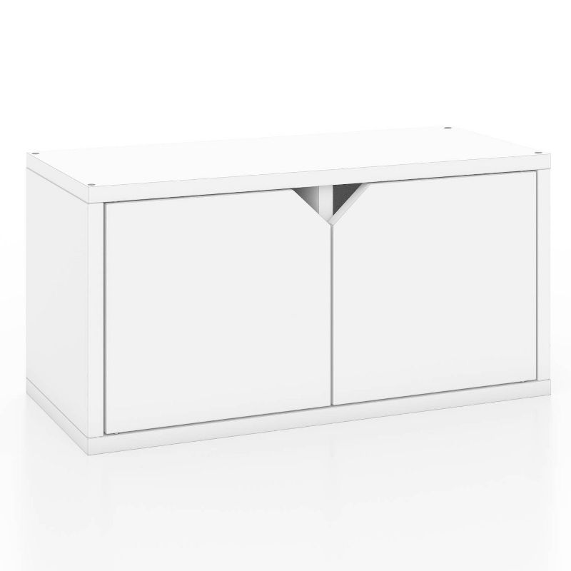 Way Basics Eco Stackable Connect Rectangle Bookshelf with Door White